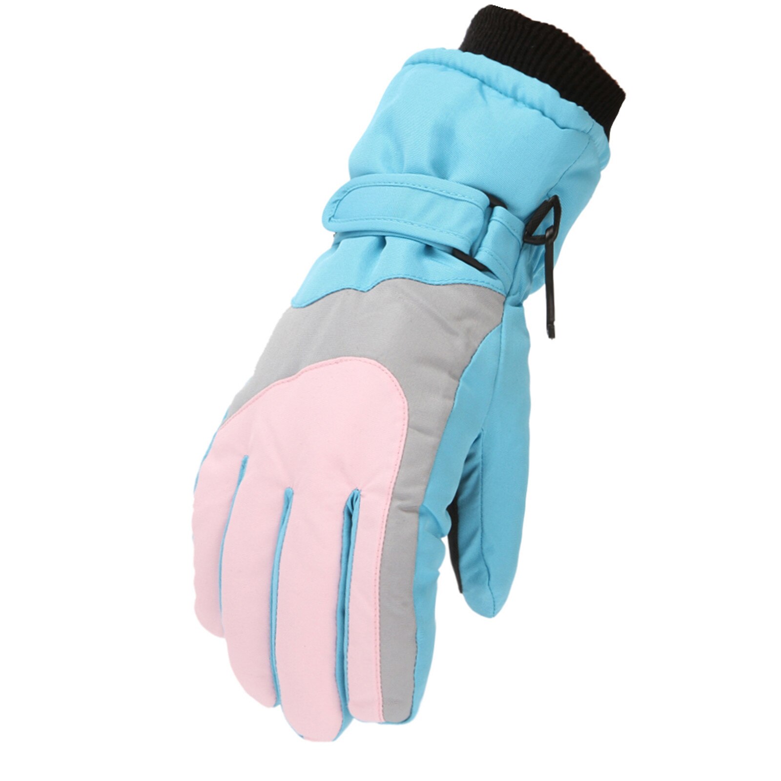 Baby Kid Winter Wanten Zacht Aangeraakt Lederen Handschoenen Waterdichte Baby Kidswarm Winddicht Fiets Anti-Slip Klimmen Handschoen: Sky Blue