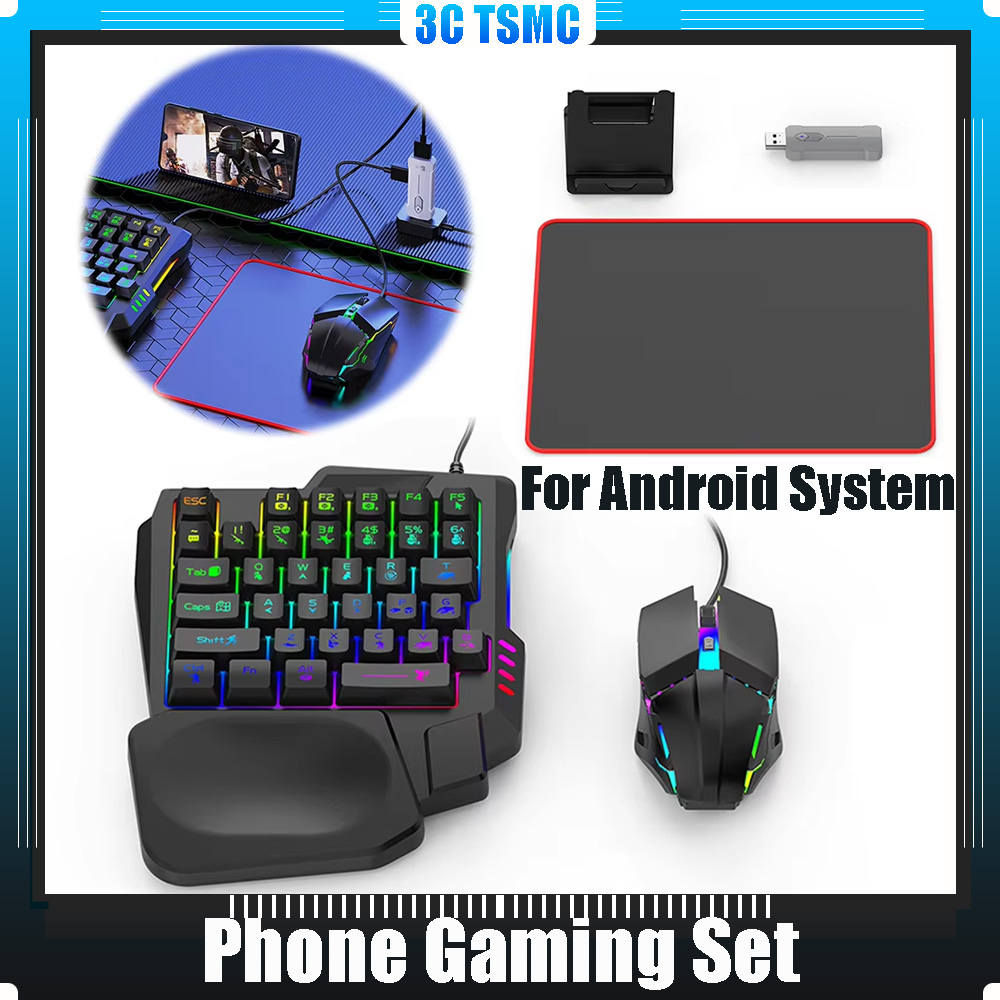 Klawiatura i mysz gamingowe 5 w 1, kompatybilne z Bluetooth 5.3 do PUBG, przewodowy konwerter myszy gamingowej, akcesoria dla graczy.