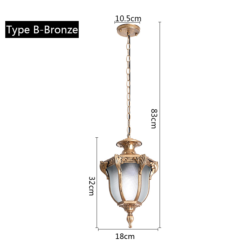 Lampes suspendues imperméables européennes en plein air rétro village lustre balcon couloirs lumières raisin support lampe à suspension luminaire: Type B bronze