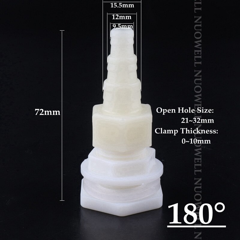 4Sets 1/2" ABS Aquarium Fish Tank Outlet Connectors Water Tank Adapter Bucket Joints Connector Drainage Pipe Fittings: 180 Degree Set