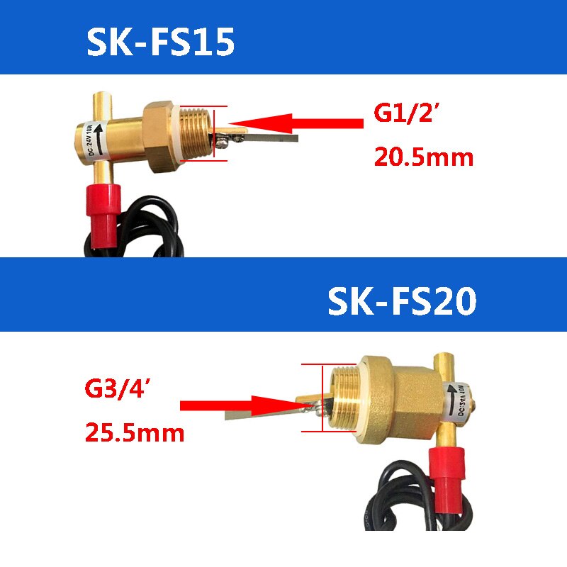 G1/2" G3/4" Water Flow Switch DN15/20 Liquid Flowing Switch 10W Brass Water flow sensor