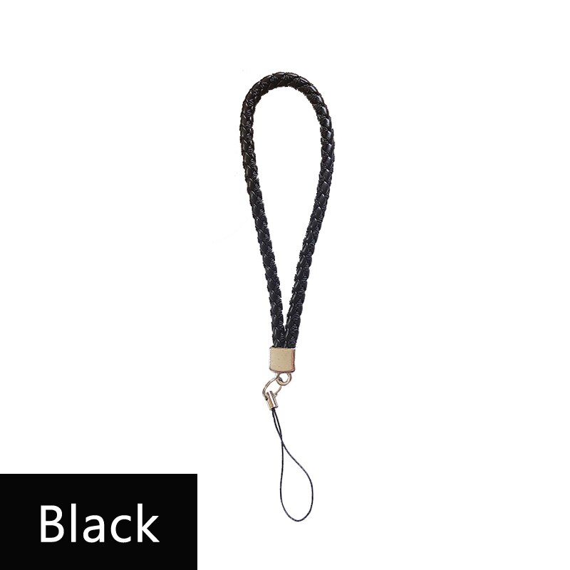 8 Colors Braided Phone Lanyard for Keys USB stick ID card Mobile Phone Strap Universal Weave rope Non-slip 20 cm Short Lanyards: Black