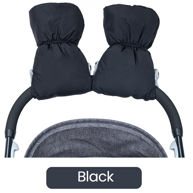 Orzbow-Guantes de cochecito de bebé de invierno para cochecito, a prueba de viento, para madre, cálido, funda de mano, guantes, accesorios de cochecito de bebé: Black