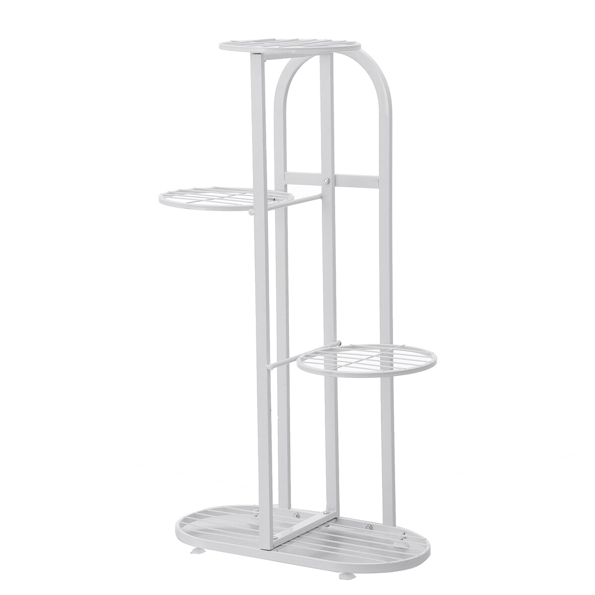 Metal 4 Layers Flower Stand Pots Holder Plants Shelves Display Rack Garden Home Decor Indoor Outdoor Planter Display Organizer: White