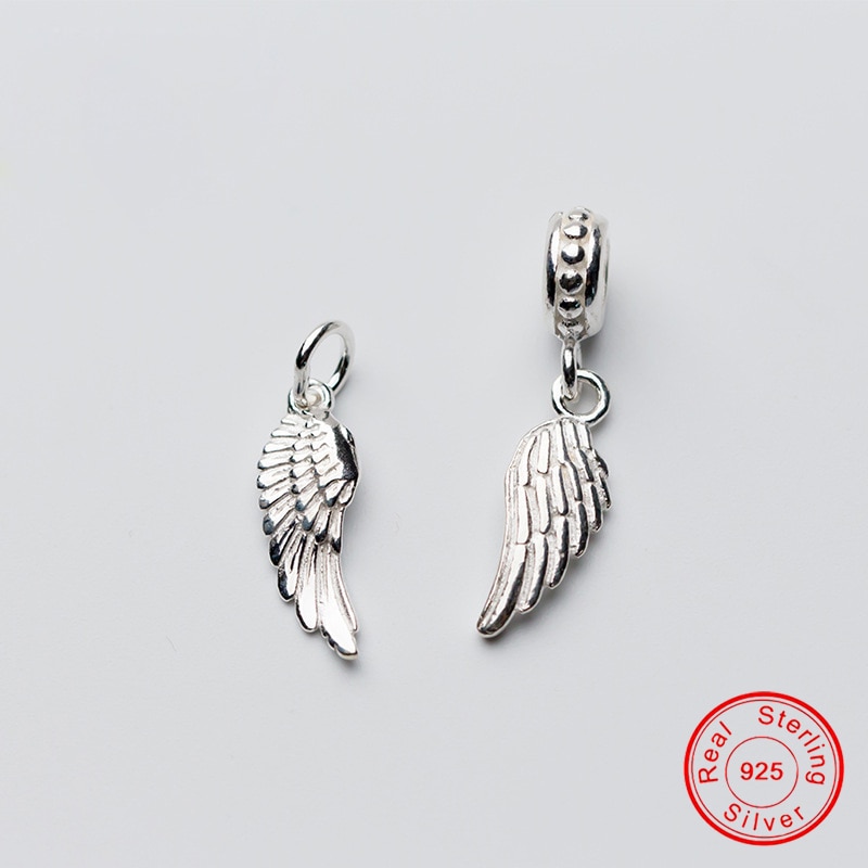 UQBing Pure 925 Sterling Silver Animal Angle Wings Making Pendant Bracelet Charms Fit Beads Jewlery Findings