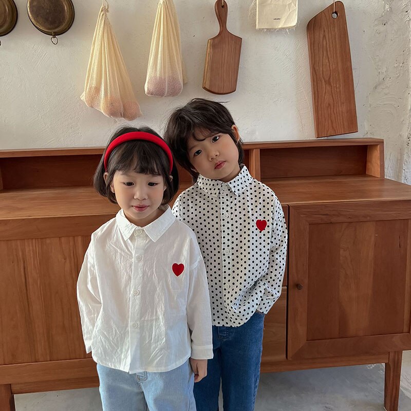 HAYANA 2022 Spring Kids Clothes Long Sleeve Boys Shirts Girls Blouses Korean Casual Shirt for Brother and Sister