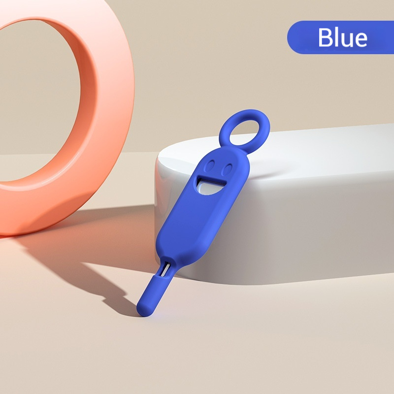 Smiley Twarz projekt anty-Stracony Narzędzie robić wyciągania karty SIM 3 w 1 i uchwyt na kartę pamięci - przenośny brelok robić telefonu - łatwa wymiana karty SIM: czarny