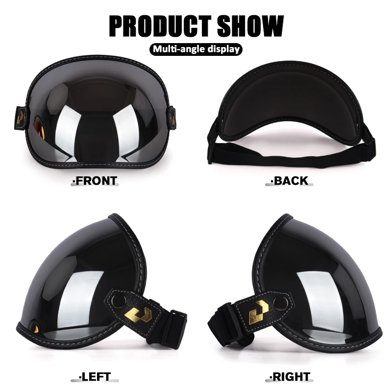 SOMAN – demi-casque de moto, rétro, visage ouvert, Vintage, bouclier à bulles, visière, lentille, lunettes de soleil, accessoires