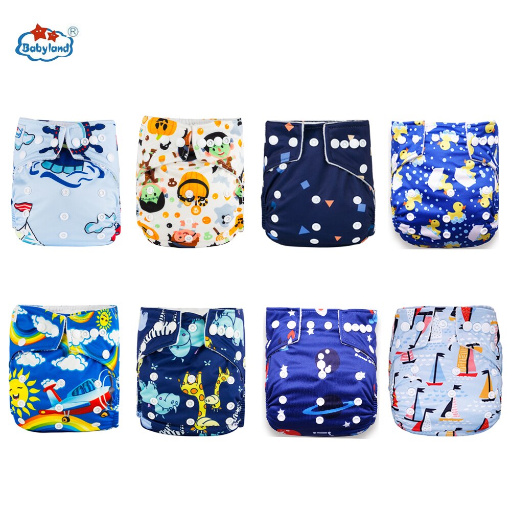 Babyland Umweltfreundliche Baby Tuch Windeln 8 teile/los Baby Windel Drucke Mehrweg Tasche Windel Für Baby 0-2 jahre/3-15KG: Boy C 8pcs