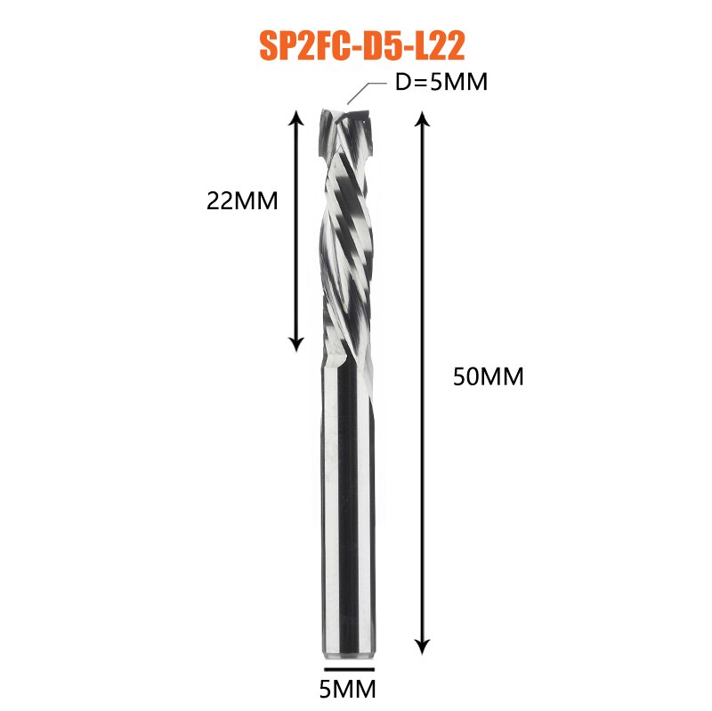 Fresa de compresión para carpintería, corte hacia arriba y hacia abajo, dos flautas, herramienta de fresado de carburo en espiral, enrutador, brocas de corte de fresa de madera: 4 mm