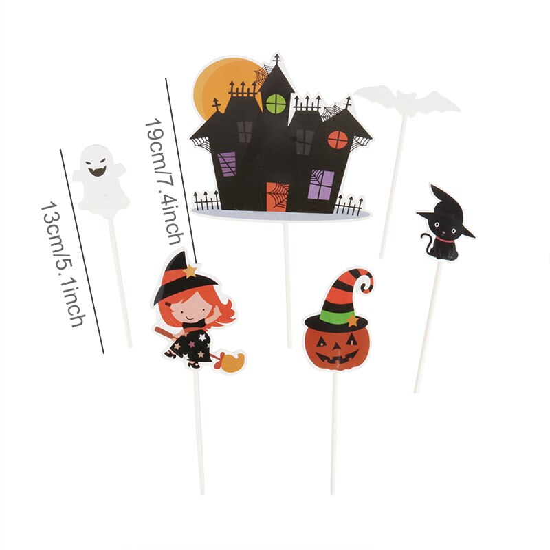 Joyeux anniversaire citrouille château Halloween thème gâteau Grimace Bat sorcière enfants enfants gâteau Topper Insertion fournitures décoration