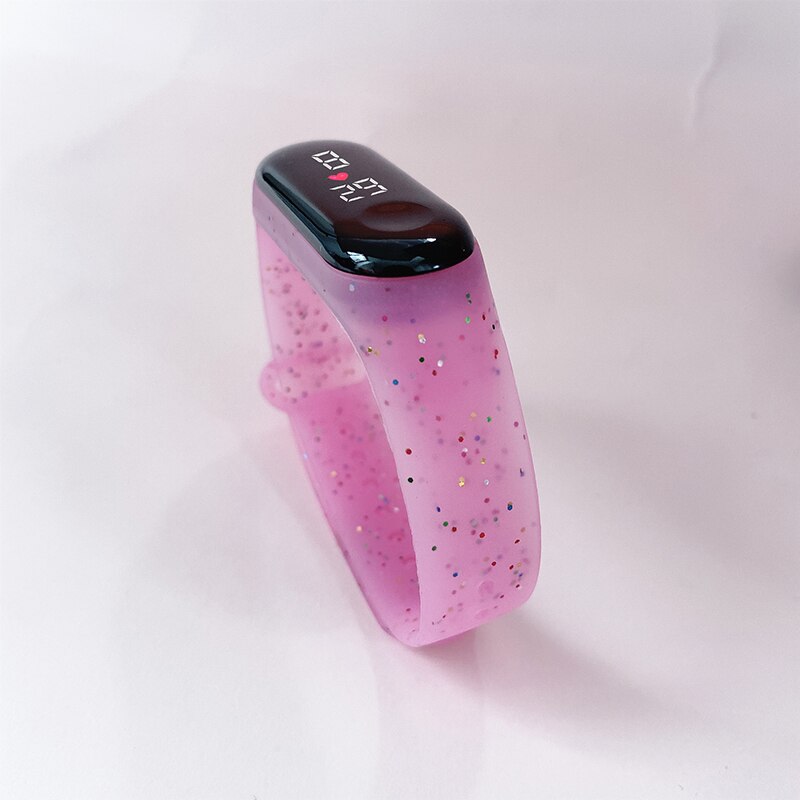 Heren Sporthorloge Casual Digitale Vrouwen Horloges Mode Lichtgevende Siliconen Band Elektronische Klok Reloj Mujer Montre: rose red