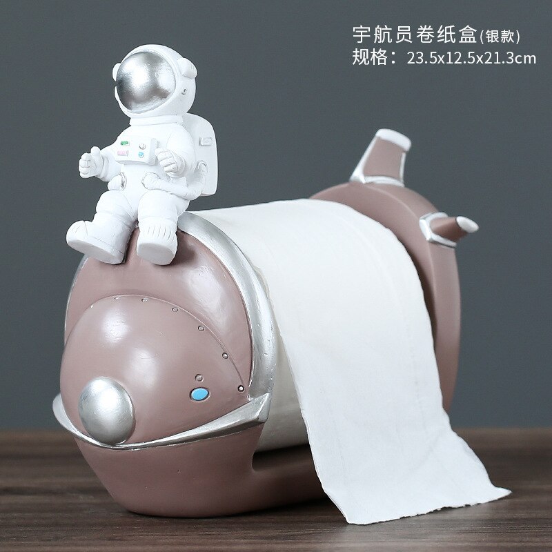 Astronaut Pen Houder Boek Stand Decoratie Veranda Opslag Woonaccessoires Woonkamer Hars Ambachten: paper box (silver)