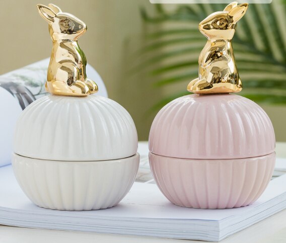 Or 3d Chat kitty animaux En Porcelaine Porte-Bijoux Anneau Plat de Bijoux En Céramique Décor À La Maison Plateau Bol pot blanc Rose pour mariage