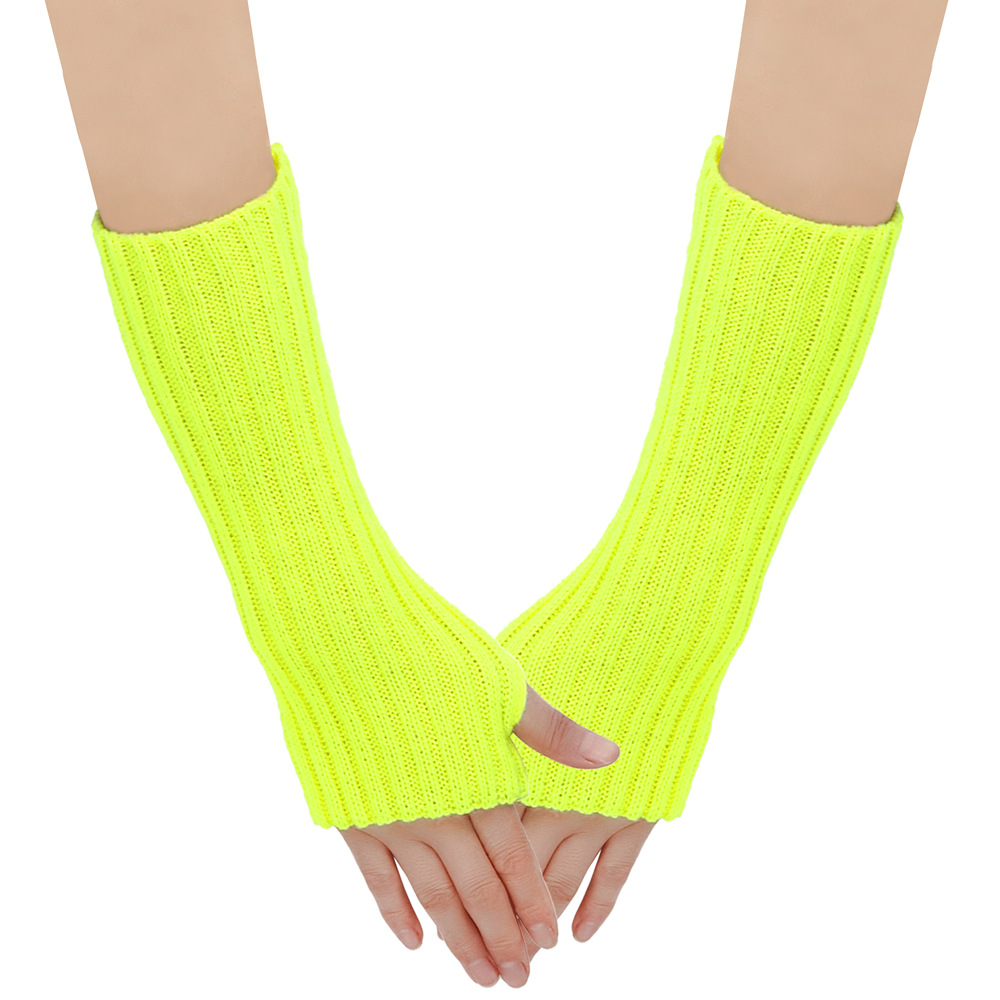 Arm Warmers Autumn Winter Cuffs Hand Sleeves Long Wool Gloves Men Women Knit Sleeves Warm Elastic Lady Sexy: Orange
