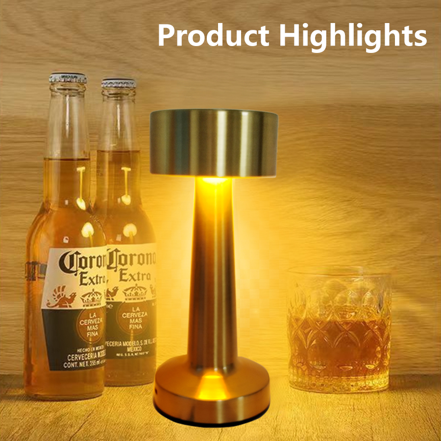 Oplaadbare led-tafellamp Retro nachtlampje Bureau Bar Koffie Eetkamer Home Decor Draadloos 3-kleuren dimbare aanraakschakelaar