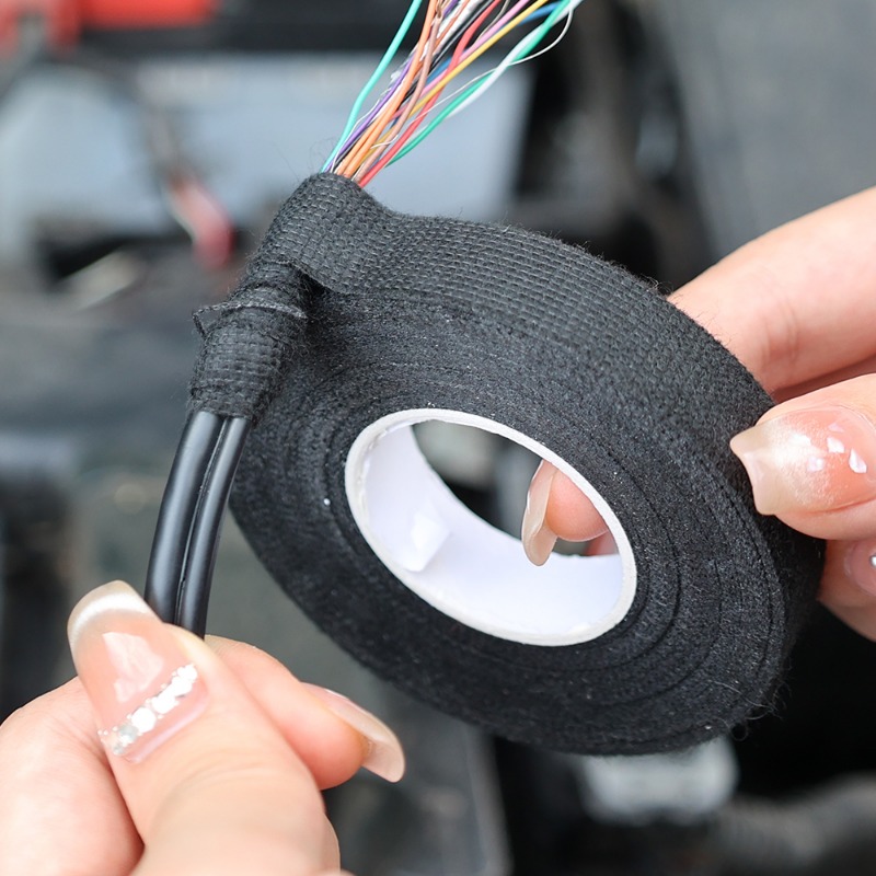 10/1Rolls Automotive Electrical Tape Waterproof Soundproof and Shock Absorption Woven Belt for Cable Bundle DIY Adhesive Tapes
