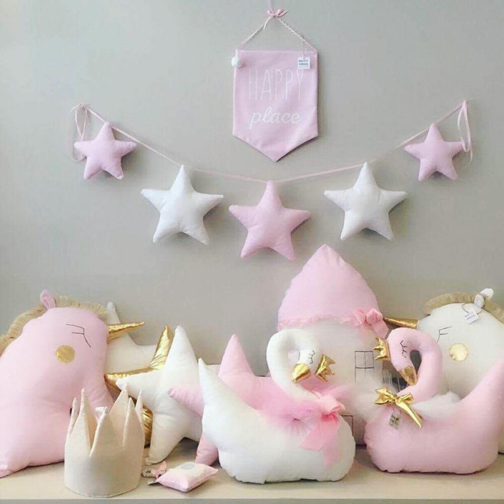 Guirnaldas de estrellas de estilo nórdico INS, habitación de adornos navideños para niños y niñas, carpa para bebé, decoraciones, atrapasueños, accesorios de fotografía,