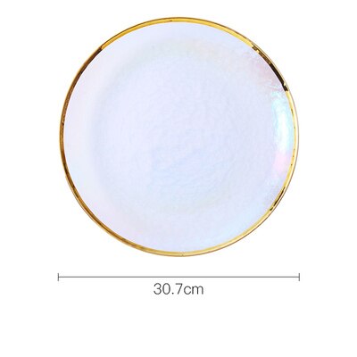 Colorful glass tableware plate Dessert salad bowl Western dish dinner tray fruit plate dinnerware sets plate: 12inches plate