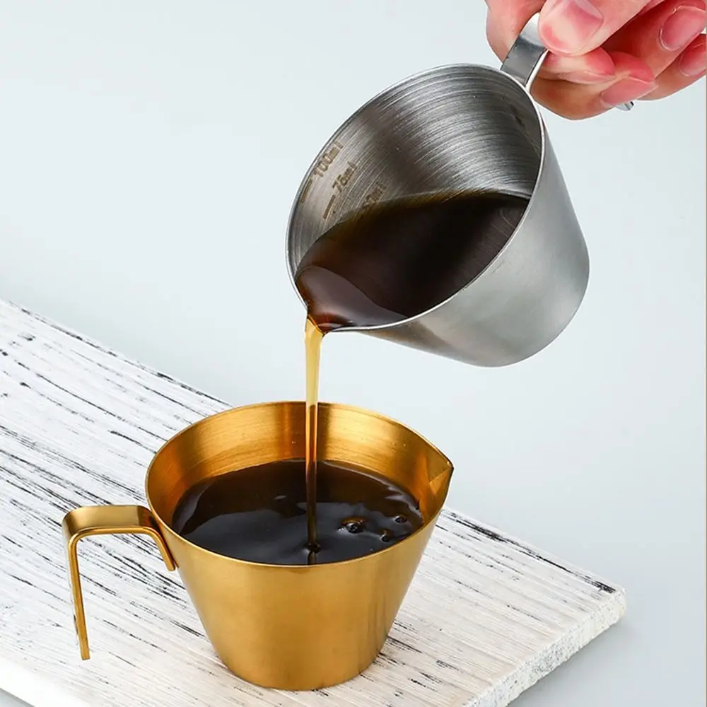 Copo de extração de café em aço inoxidável 304, com escala, colher pequena de leite, copo medidor de café expresso, ferramentas de cozinha