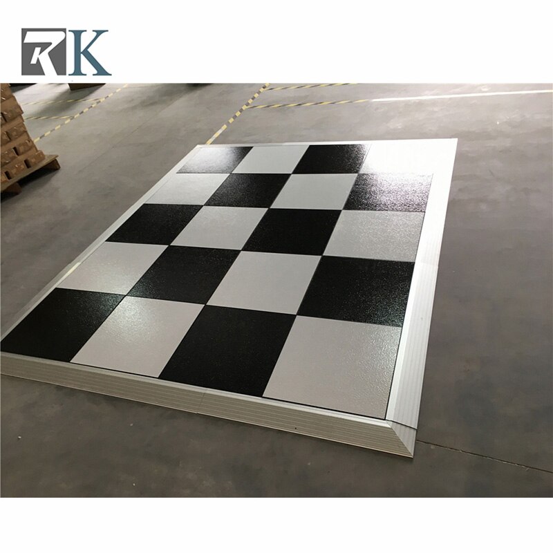 black and white outdoor PVC dance floor panel in section for wedding event party dancing