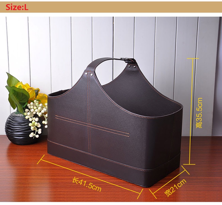 Förvaringskorg i imiterat pu-läder, bärbar förvaringskorg för frukt: Svart