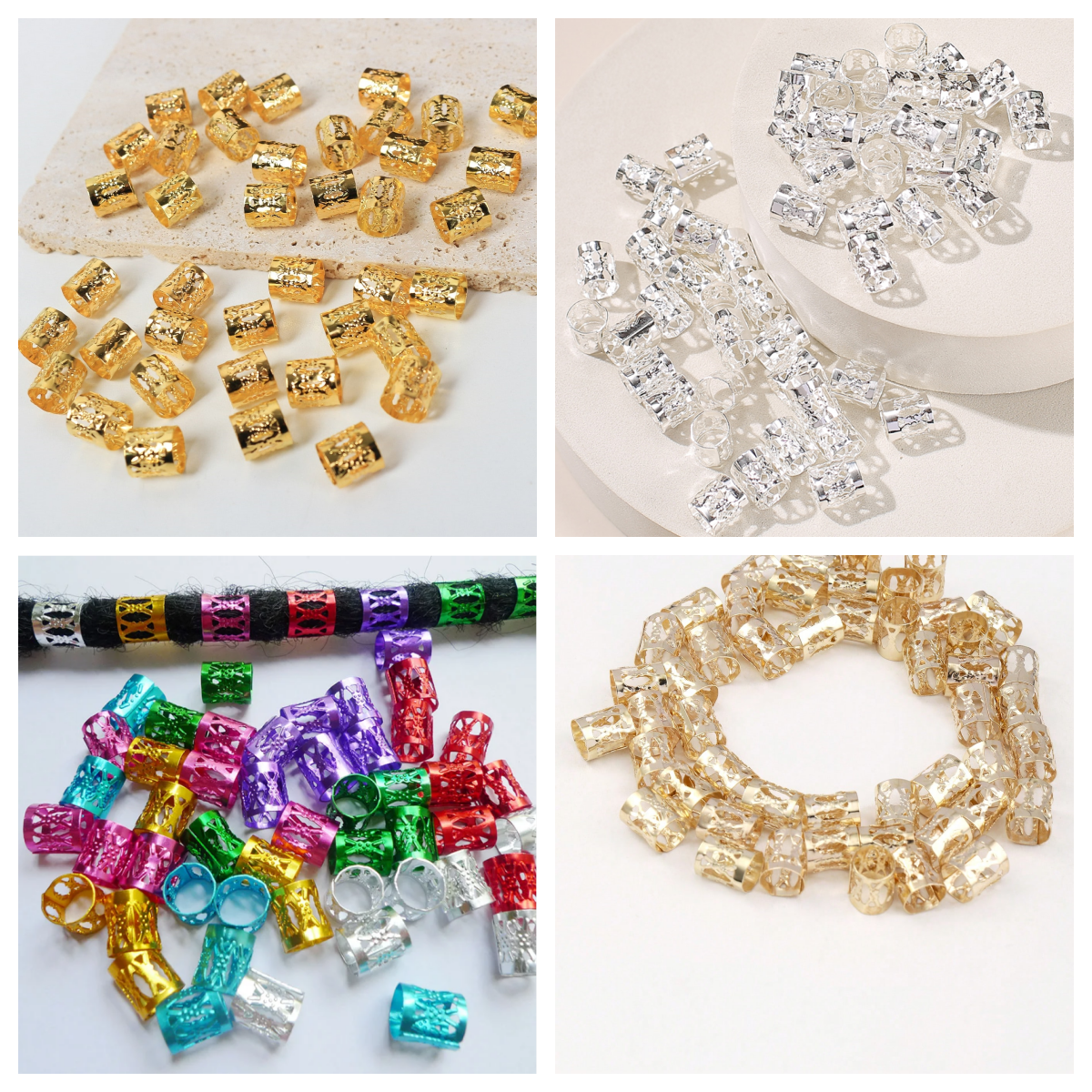 100 Uds. Anillos para el cabello para rastas, Clip ajustable para puños, trenzas para el cabello, joyería para el cabello Loc para trenzas, horquilla, accesorios para el cabello para niña
