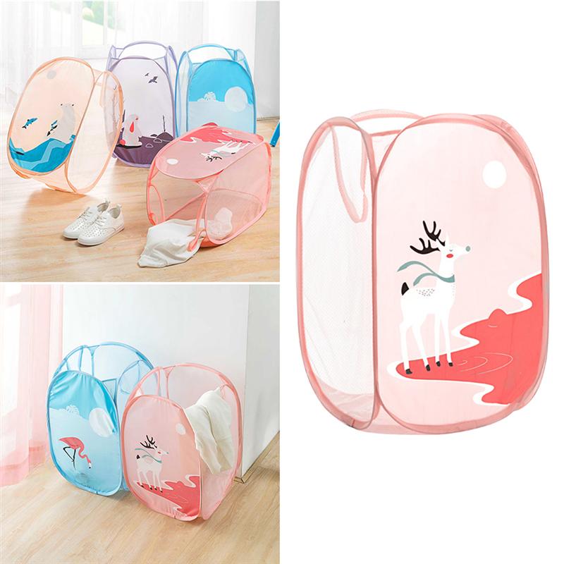 1pc Lanudry Bag Lightweight Durable Large Capacity Foldable Cartoon Lanudry Bag Clothes Organiser For Hotel Bathroom Home