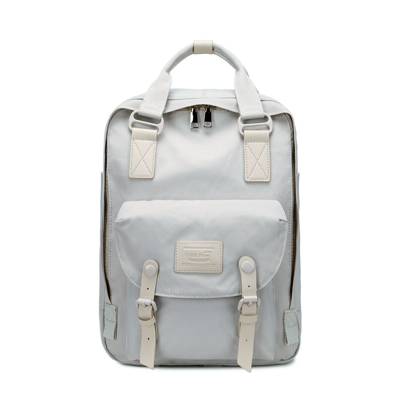 Travel bag solid color Oxford waterproof backpack women's high-capacity school bag women canvas retro laptop backpacks: gray