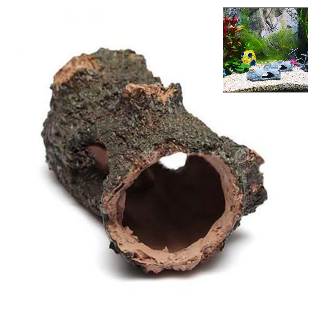 Resin Aquarium Ornament Hollow Trunk Fish Tank Tree Log Wood Landscape Fish Tank Decoration: Default Title