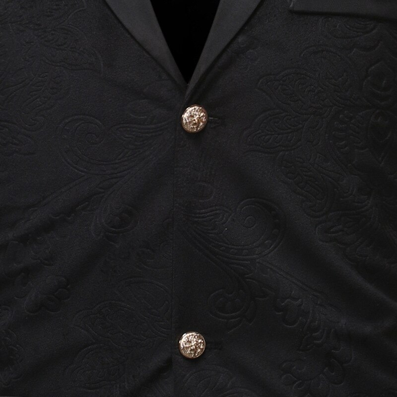 Chaleco Punk de Jacquard para hombre, prenda de terciopelo de un solo pecho, ajustada, de esmoquin para boda, color negro, Otoño, 2022