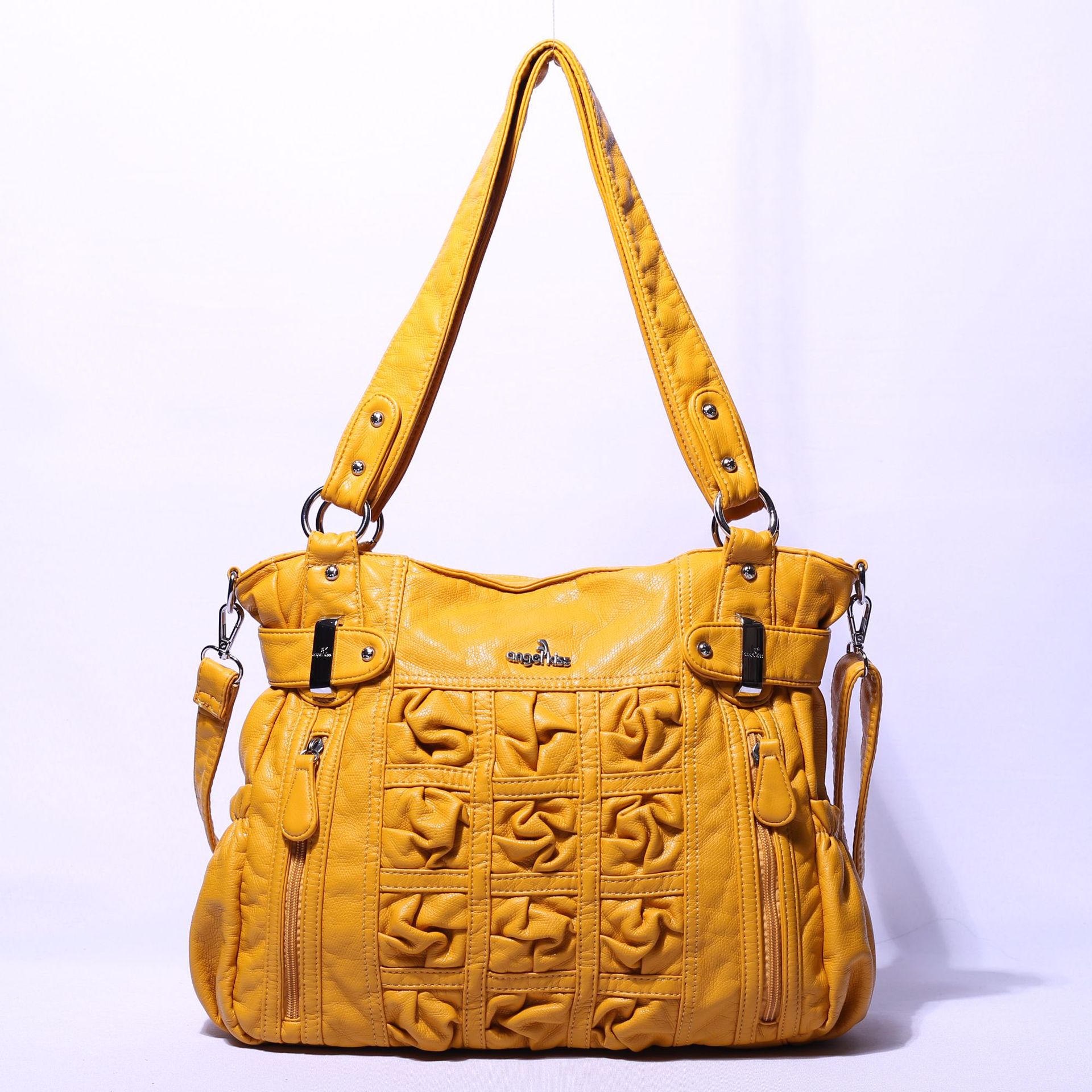 Angel Barcelo femmes sacs à main PU sac à bandoulière plissé sac à bandoulière doux dames cartables grande capacité portefeuille