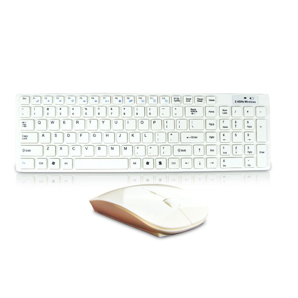 ultra-thin white 2.4G wireless keyboard and mouse keys ergonomic comfortable operation of multimedia keys