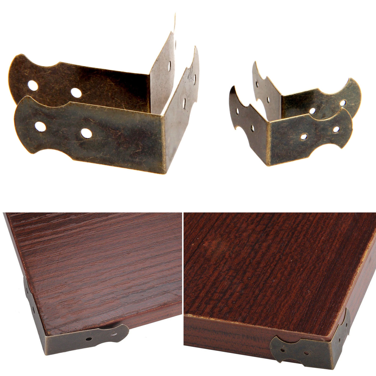 4 Stuks Antieke Bronzen Bagage Case Box Hoek Beugels Decoratieve Meubels Houten Case Voeten Been Hoek Protector