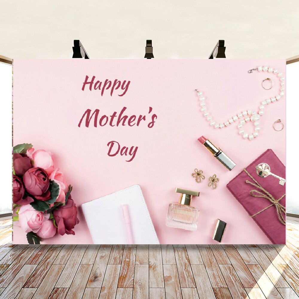 Happy Mother's Day Backdrop Peach Pink Rose Flower... – Vicedeal