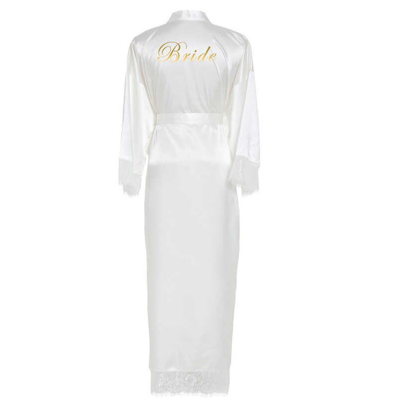 Lot De 6 Peignoirs Satinés Mariage - 1 Blanc "Bride" + 5 Noirs "Bridesmaid" - Taille Unique