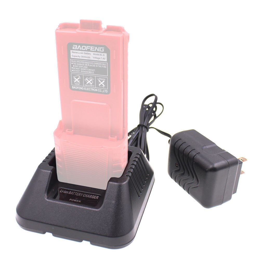 Original Charger for BAOFENG UV-5R DM-5R UV-5RA UV-5RB series two way Radios power adaptor and desktop for BL-5 li-ion Battery