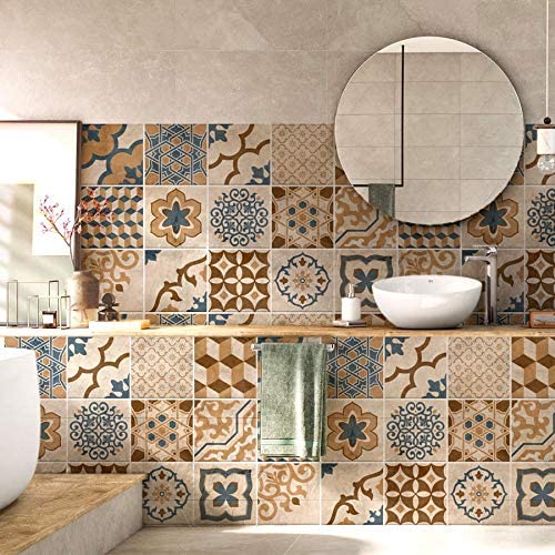 (72 Stck) Fliese 10x10 cm - gemacht in Italien-PVC Fliese Pro Bad und Küche Aufkleber