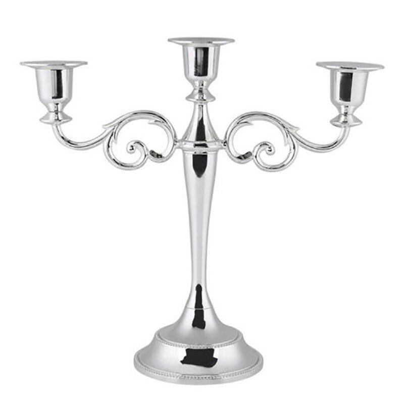 Bord lysestager metal lysestage lysestage lysestage til bryllup spisebord jul fest hjem dekoration: 3 arme sølv