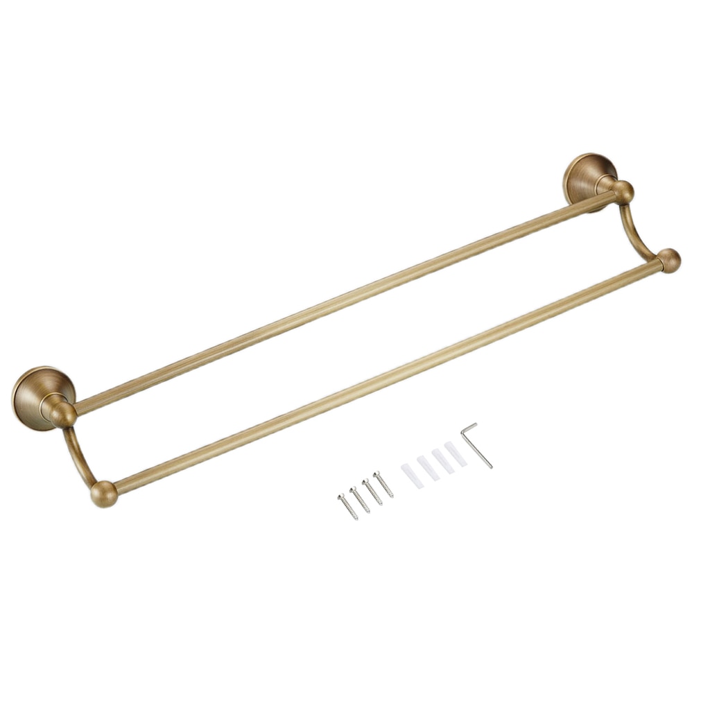 600mm Double Towel Rack Rail Bar Brass Bathroom Wall Mounted Towel Shelf