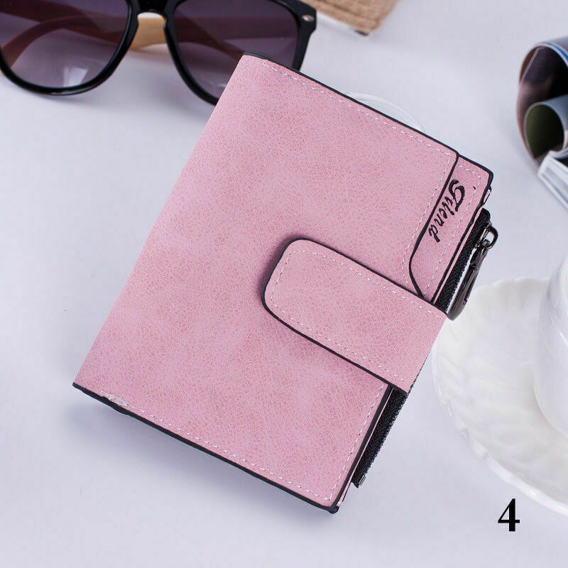 Brand Stylish Women Girls Leather Wallet Card Holder Coin Purse Clutch Small Handbag: Pink