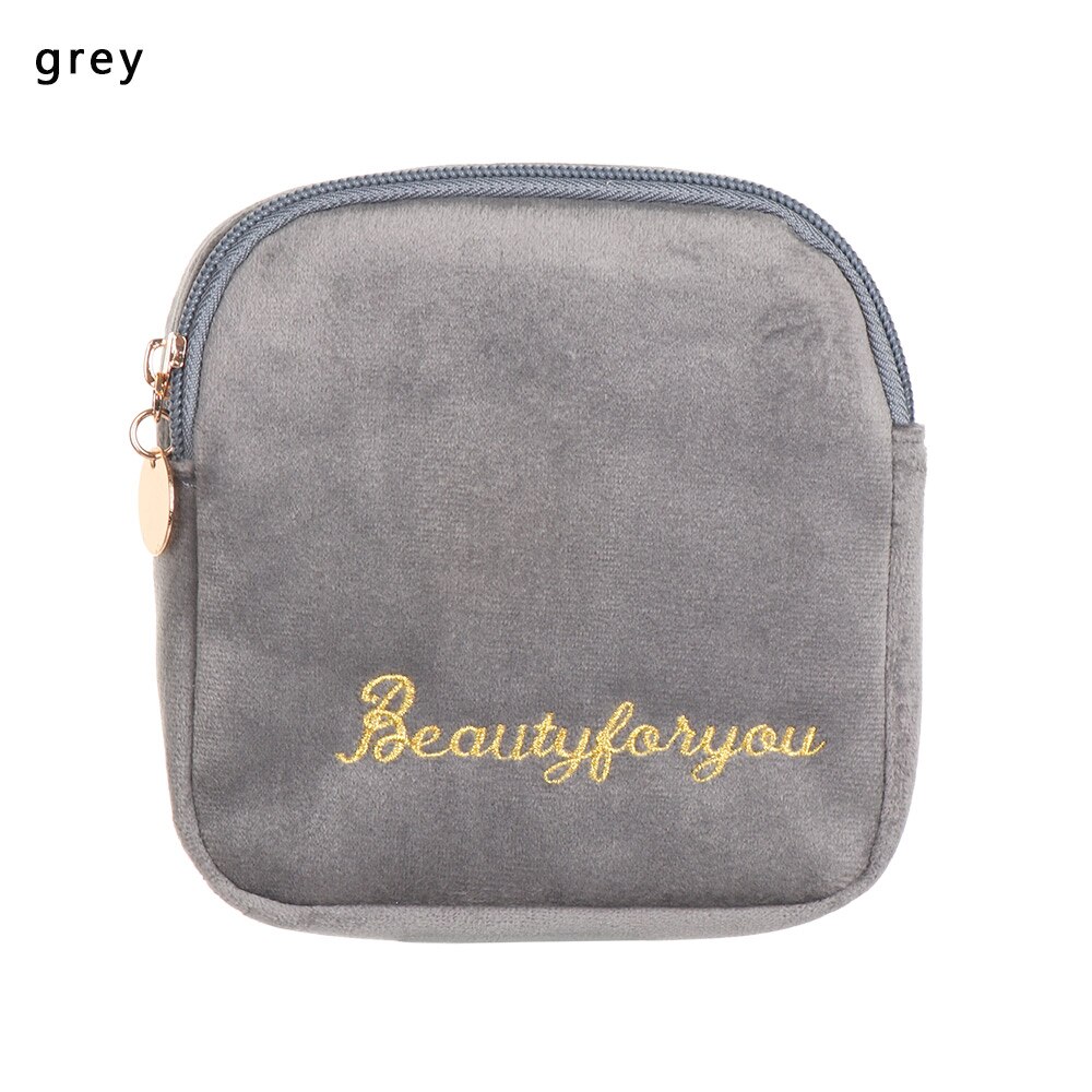 1PC Sanitary Napkin Storage Bag Canvas Pad Makeup Bag Coin Purse Jewelry Organizer Credit Card Pouch Case Tampon Packaging: A-grey