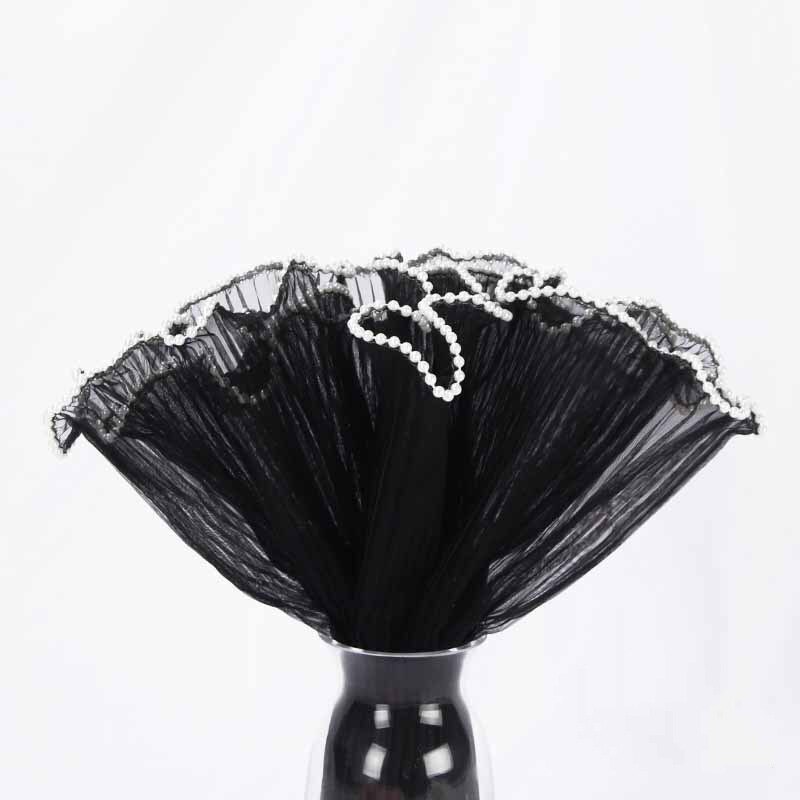 Gasa de envoltura de 28cm x 4,5 yardas, malla ondulada, material de embalaje de flores, gasa rosa, paquete floral, suministros para decoración del hogar: black pearl