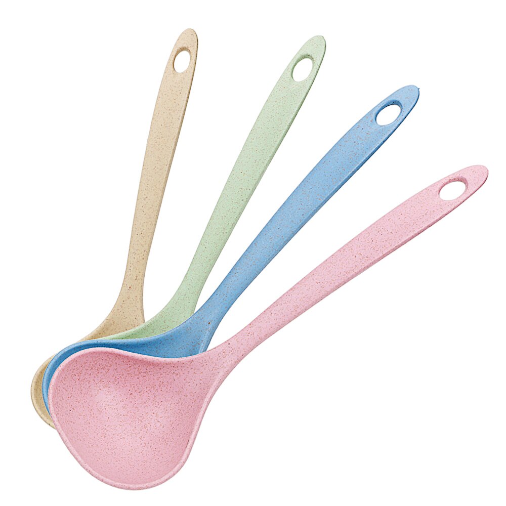Wheat Straw Soup Spoon Kitchen Supplies Long Handle Meal Dinner Scoop Ladle Dinnerware