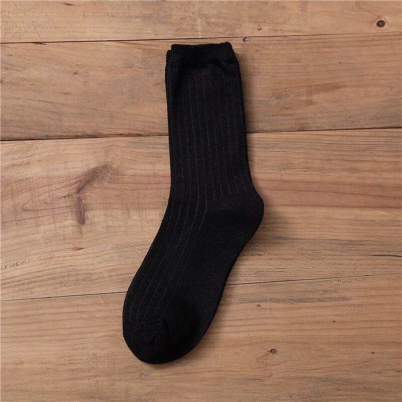 Japanese Loose Socks High School Girls Harajuku Socks Solid Colors Needles Knitting Striped Cotton Socks Women yellow blue black: AC01-1