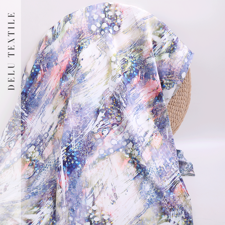 Matt stretch satin fabric meter digital printing pajamas cheongsam home wear fabric polyester spandex fabric cloth