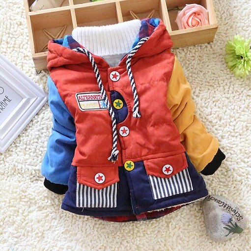 kinderen kleding patchwork jongens cool winter warme jas kinderen meisjes uitloper jassen truien jongens Down & parka: Rood / 12m