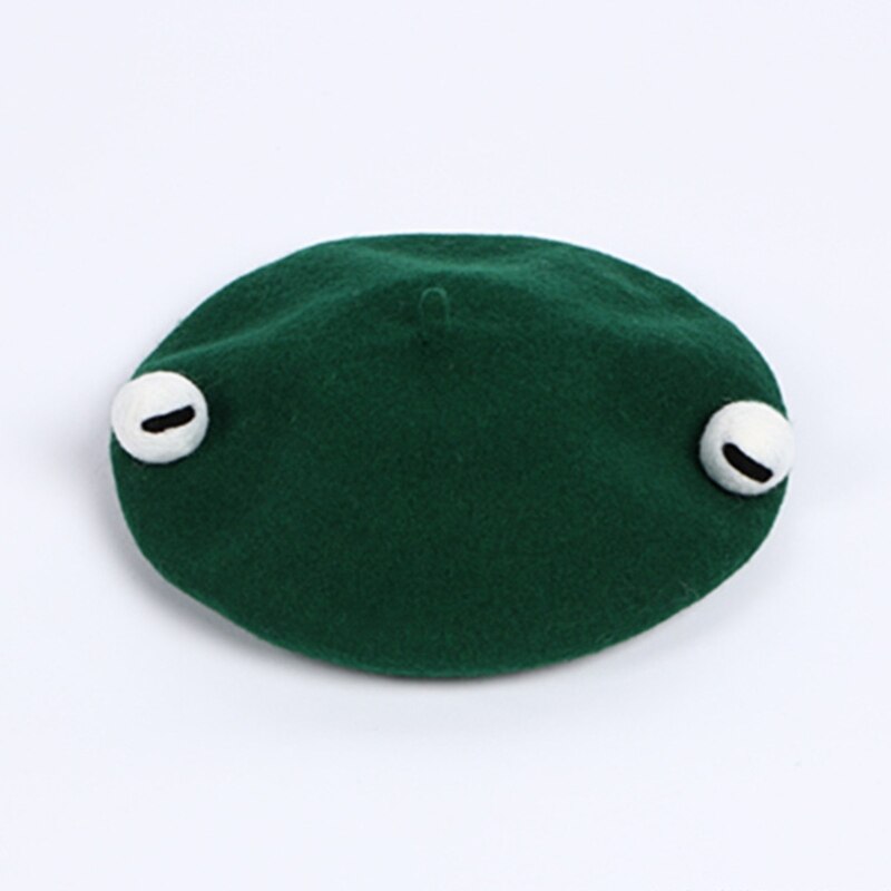 Japanske kvinder søde grønne frø øjne beret cap vinter varm faux uld kawaii vintage kunstner maler cosplay beanie hat