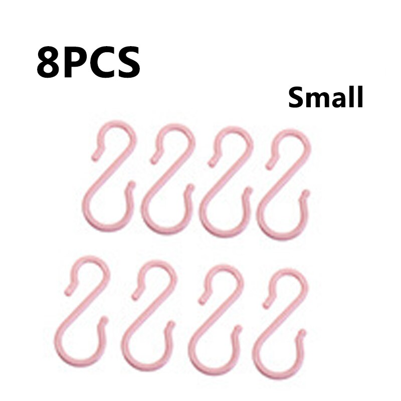 Opbevaring kroge kroge 3 farve opbevaringsartikler s formet plast multifunktion 1 sæt bøjle bøjler kroge til hjemmet forsyninger: Lyserød lille