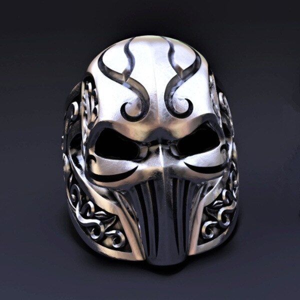 Medieval Knight Ring for Men's Gothic Stainless Steel Antique Mask Ring Party Jewelry: 9